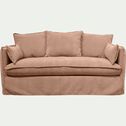 Canapé 3 places fixe en tissu - brun terre d'ombre-KALISTO