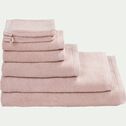 Lot de 2 serviettes invités en bouclettes de coton bio - rose rosa 30x50cm-COLINE