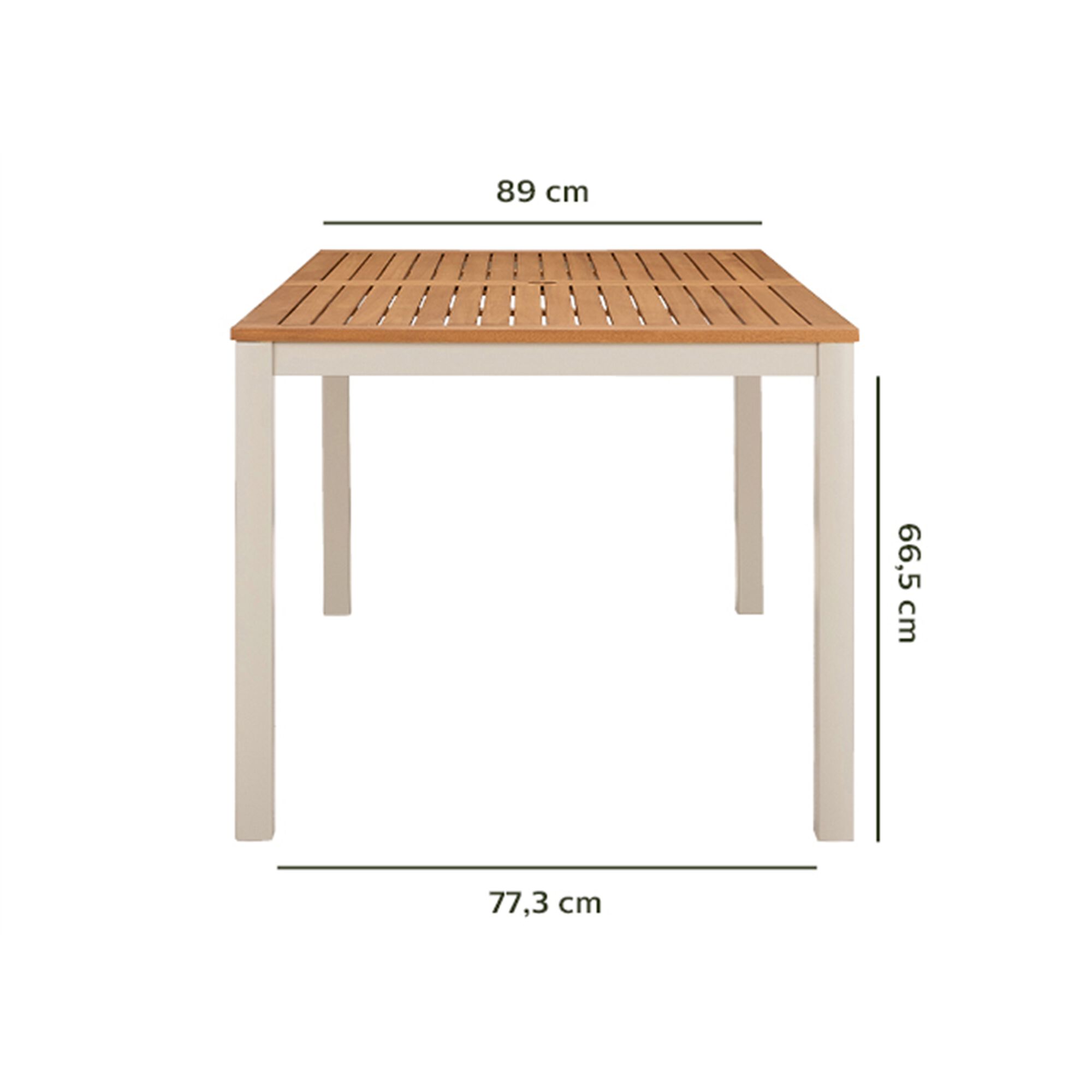 Table de jardin en eucalyptus et aluminium - blanc écru  (4 à 6 places)-DOLE