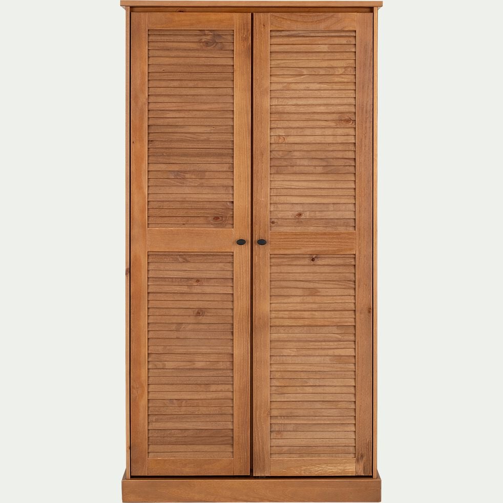 Armoire 2 portes en pin - bois foncé-OLIVE