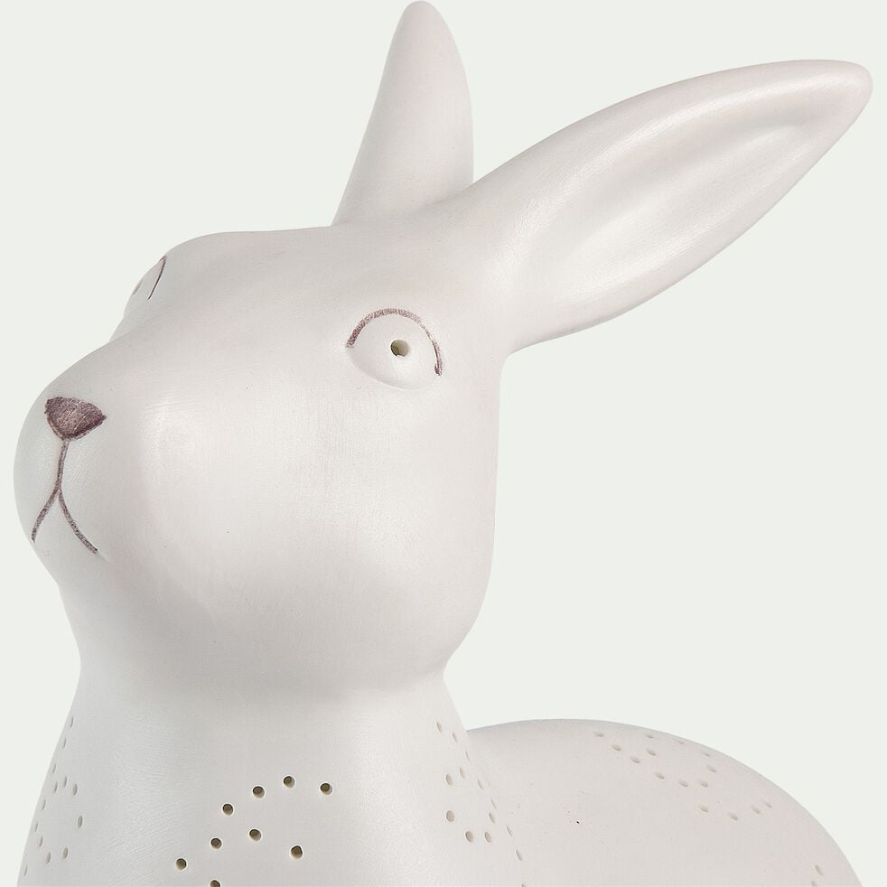 Lampe à poser électrifiée forme lapin en porcelaine H26,5cm - blanc-LUMY