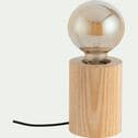 Pied de lampe électrifié en bois de chêne - bois clair H12,5cm-TRETS