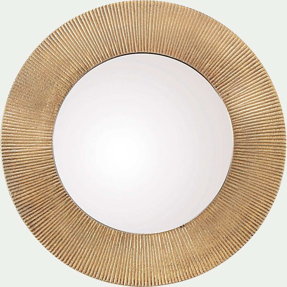 Miroir rond strié en aluminium - doré D30cm-ANZO