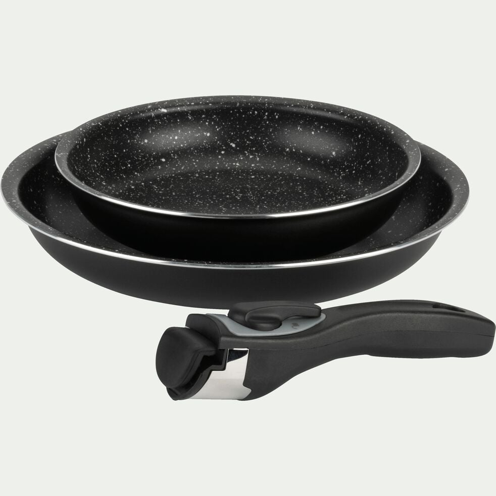 Lot De 2 Poeles En Aluminium Noir Avec Manche Amovible Tous Feux Dont Induction Sivan Poele Et Sauteuse Alinea