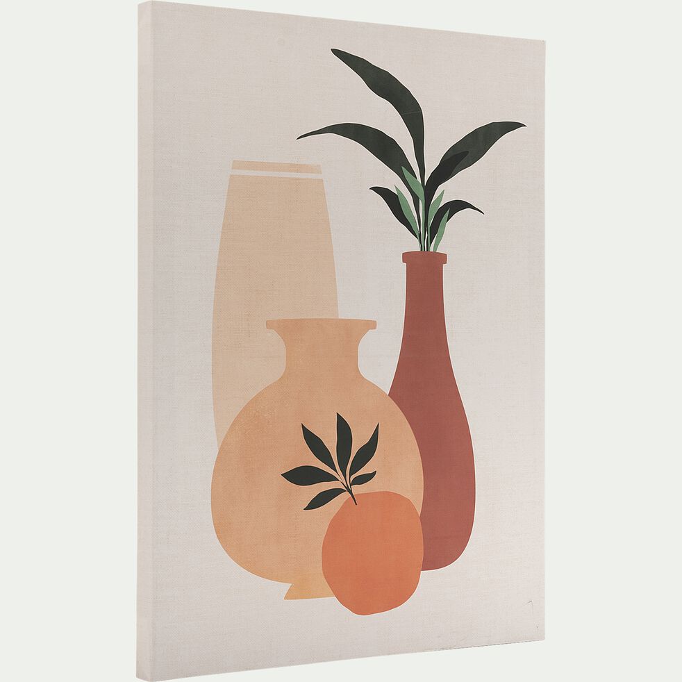 Toile imprimée motif exotique avec palmier L50xl70cm - naturel-AURUOU