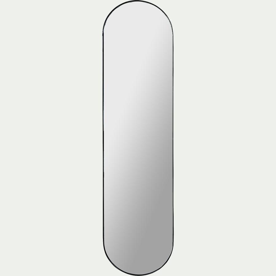 Miroir ovale en métal reflets bleutés - noir 30x120cm-ARSENE