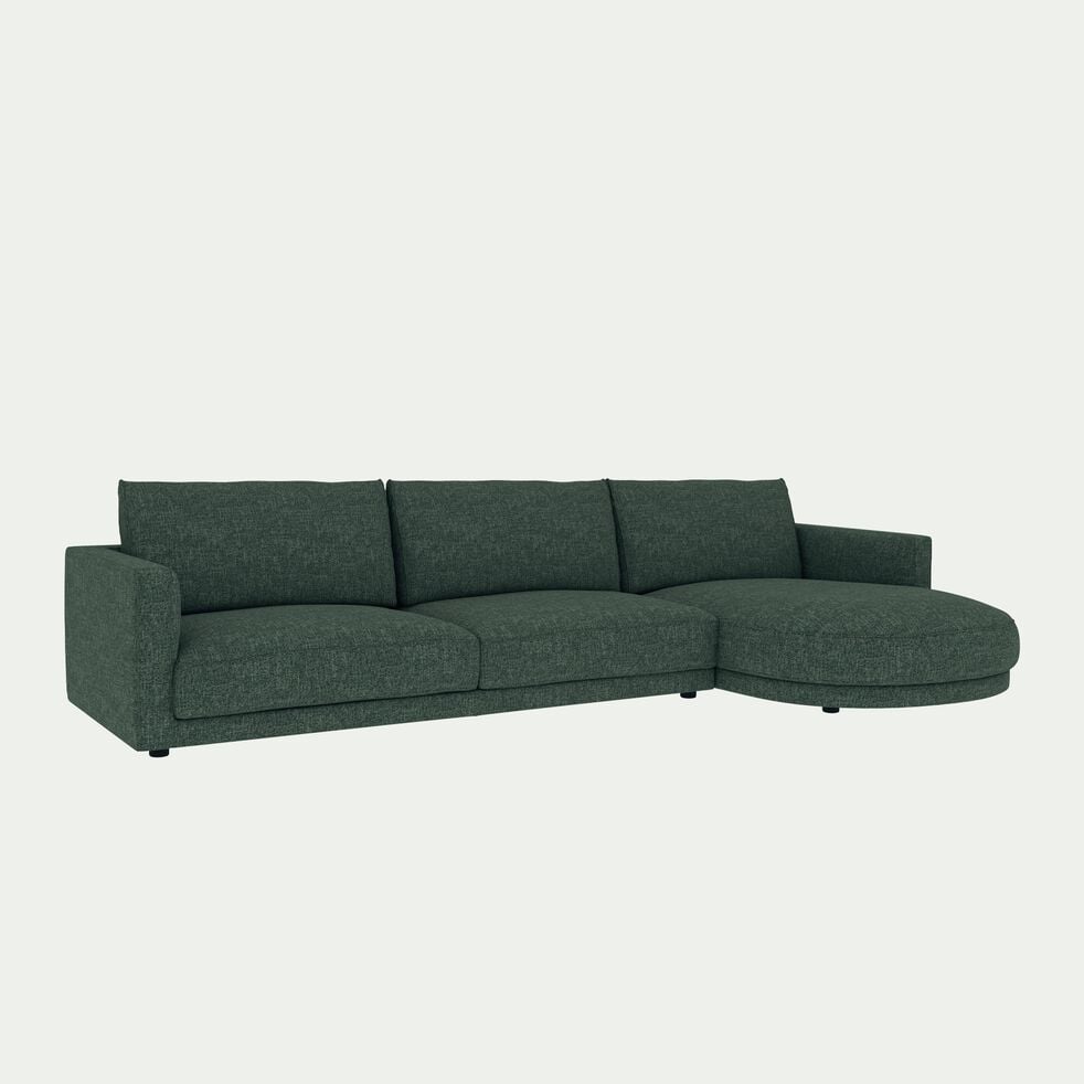 Canapé d'angle droit en tissu tramé - vert cèdre-AUDES