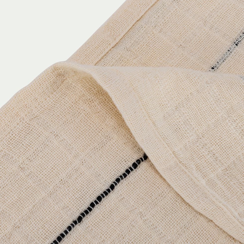 Plaid en coton à rayures finition franges 130x170cm - blanc-IZAR