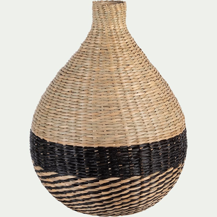 Vase boule en jonc de mer et bambou tressés H33cm - naturel-AULI