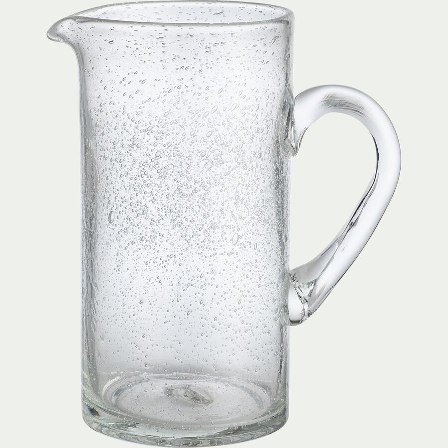 Carafe avec anse en verre bullé 1,1L - transparent-GOULADO
