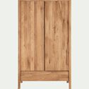 Armoire 2 portes et 1 tiroir en chêne massif H200cm - bois clair-RENO