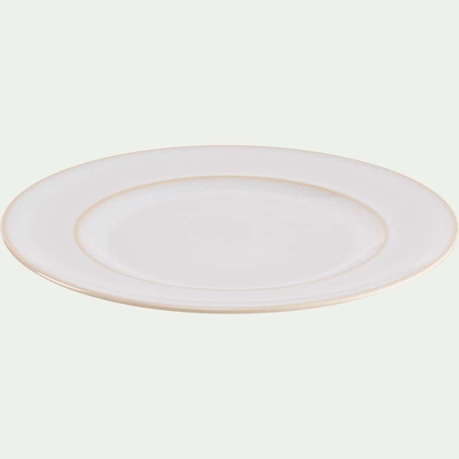 Assiette plate en grès D28cm - blanc ventoux-LUCE