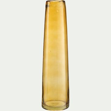 Vase bouteille en verre - jaune D10xH37,5cm-AMIZOUR