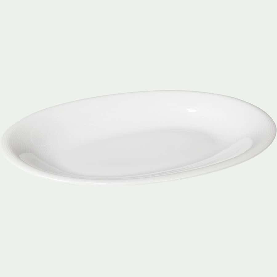 Plat de présentation ovale en porcelaine qualité hôtelière L33cm - blanc-ETO