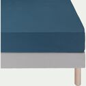 Drap housse en percale de coton 140x200cm B30cm - bleu figuerolles-FLORE