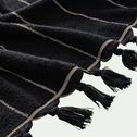 Lot de 2 serviettes invités rayée en coton 30x50cm - noir-PISELLI