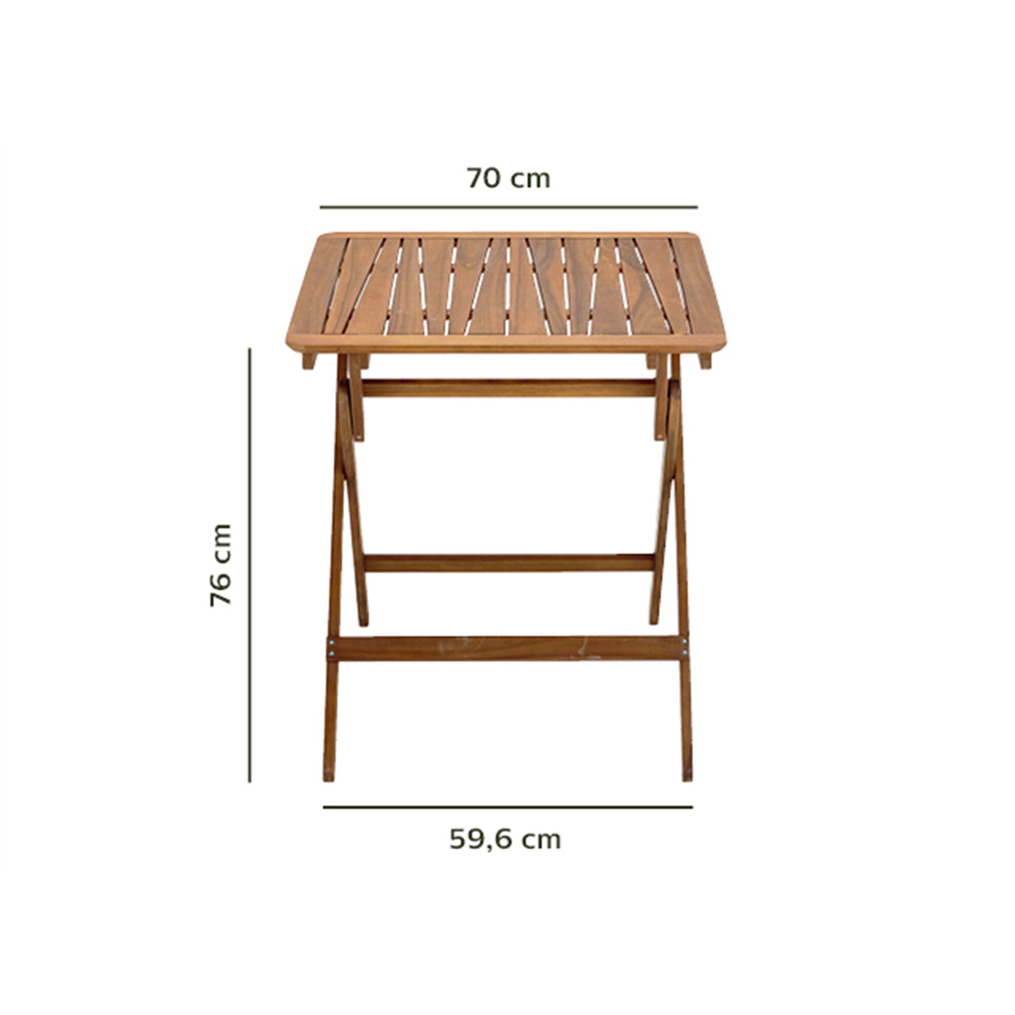 Table de repas jardin pliante carrée en acacia huilé - bois foncé (4 places)-CARLO