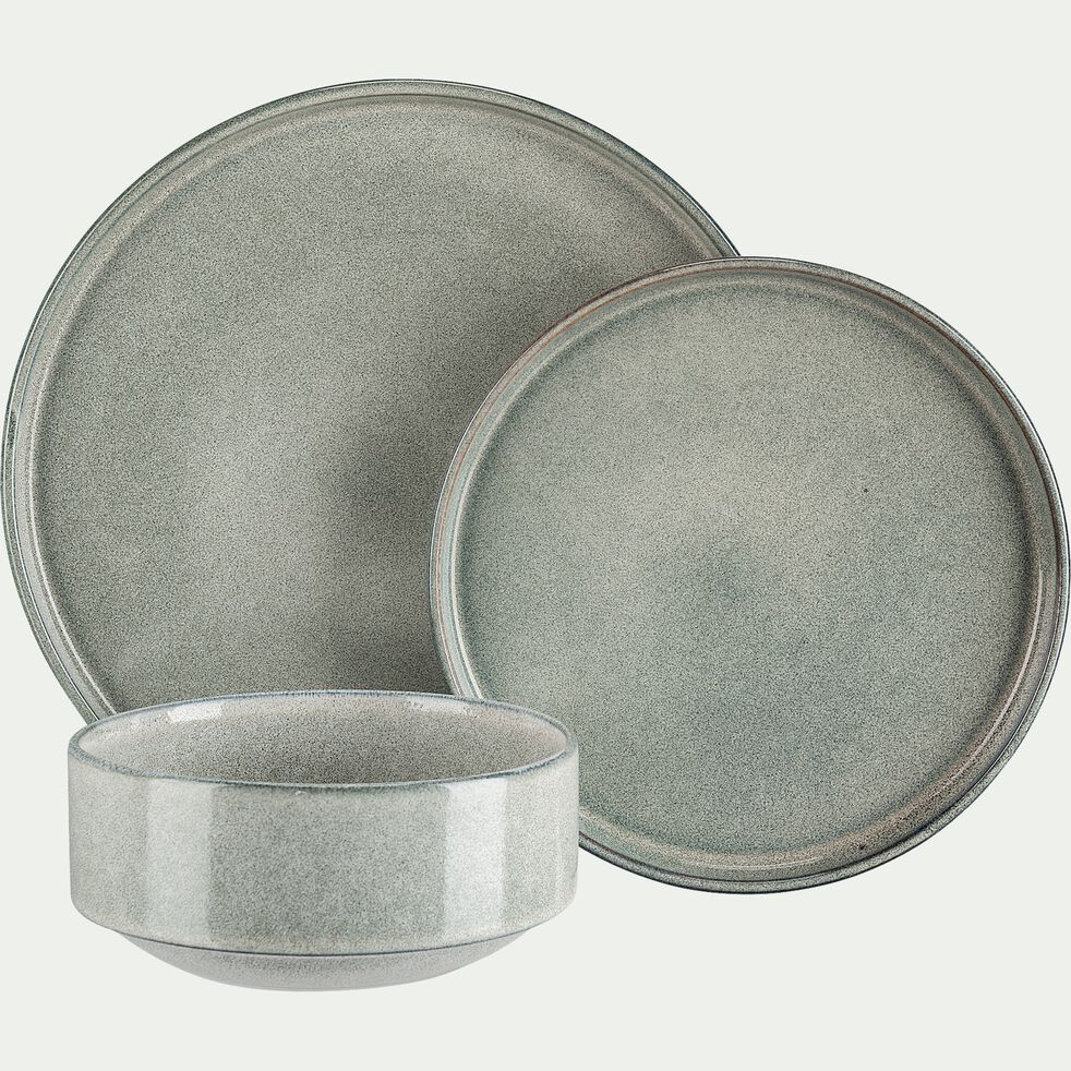 Assiette plate en grès émail réactif D27cm - gris clair-PIETRA