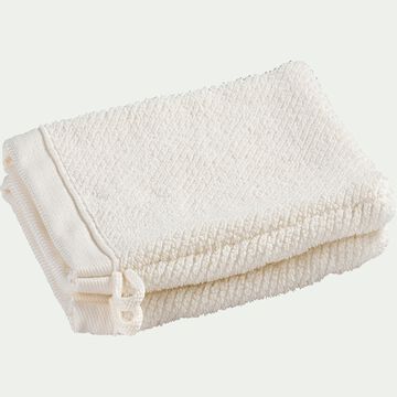 Lot de 2 gants de toilette en bouclette de coton bio - blanc ventoux 16x21cm-COLINE