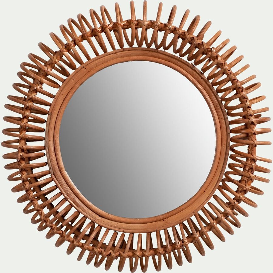 Miroir à spirales en rotin - naturel D50cm-HOLEIL