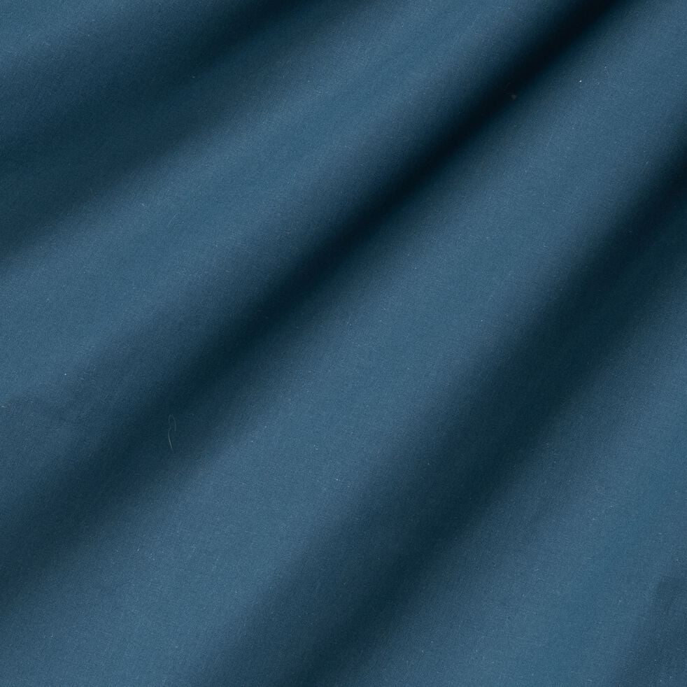 Drap housse en percale de coton 180x200cm B30cm - bleu figuerolles-FLORE