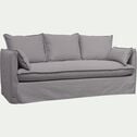 Canapé 4 places fixe en coton et lin - gris borie-KALISTO