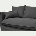 Canapé 4 places fixe en coton et lin - gris ardoise-KALISTO