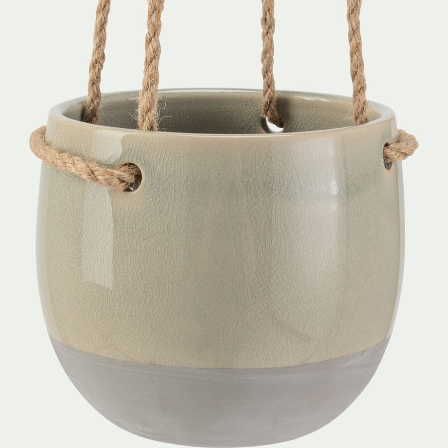 Pot à suspendre en céramique émaillée - gris d13,5xh11,5cm-JIDEA