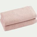 Lot de 2 serviettes invités en bouclettes de coton bio - rose rosa 30x50cm-COLINE