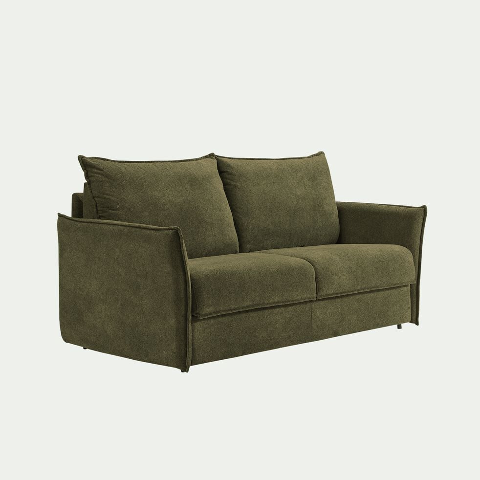 Canapé 4 places convertible en tissu avec matelas densité 25kg/m3  - vert cèdre-MOYA