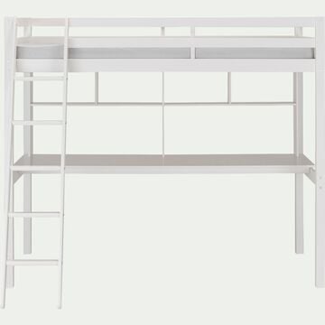 Lit mezzanine en pin 90x200cm avec bureau - blanc-DANIS