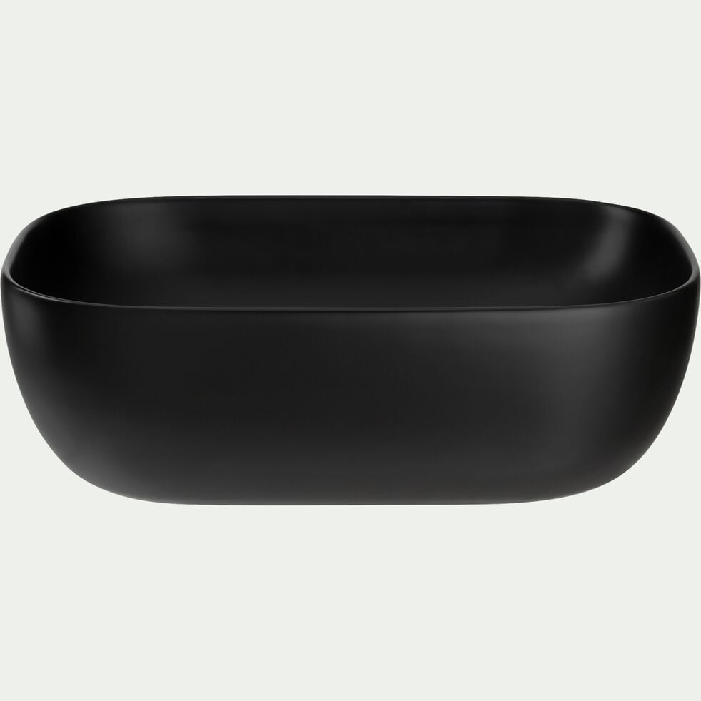 Vasque de salle de bains rectangulaire en céramique - noir-KAREN