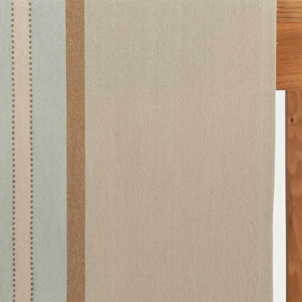 Chemin de table rayé en coton - beige alpilles 50x200cm-SHARAYIT