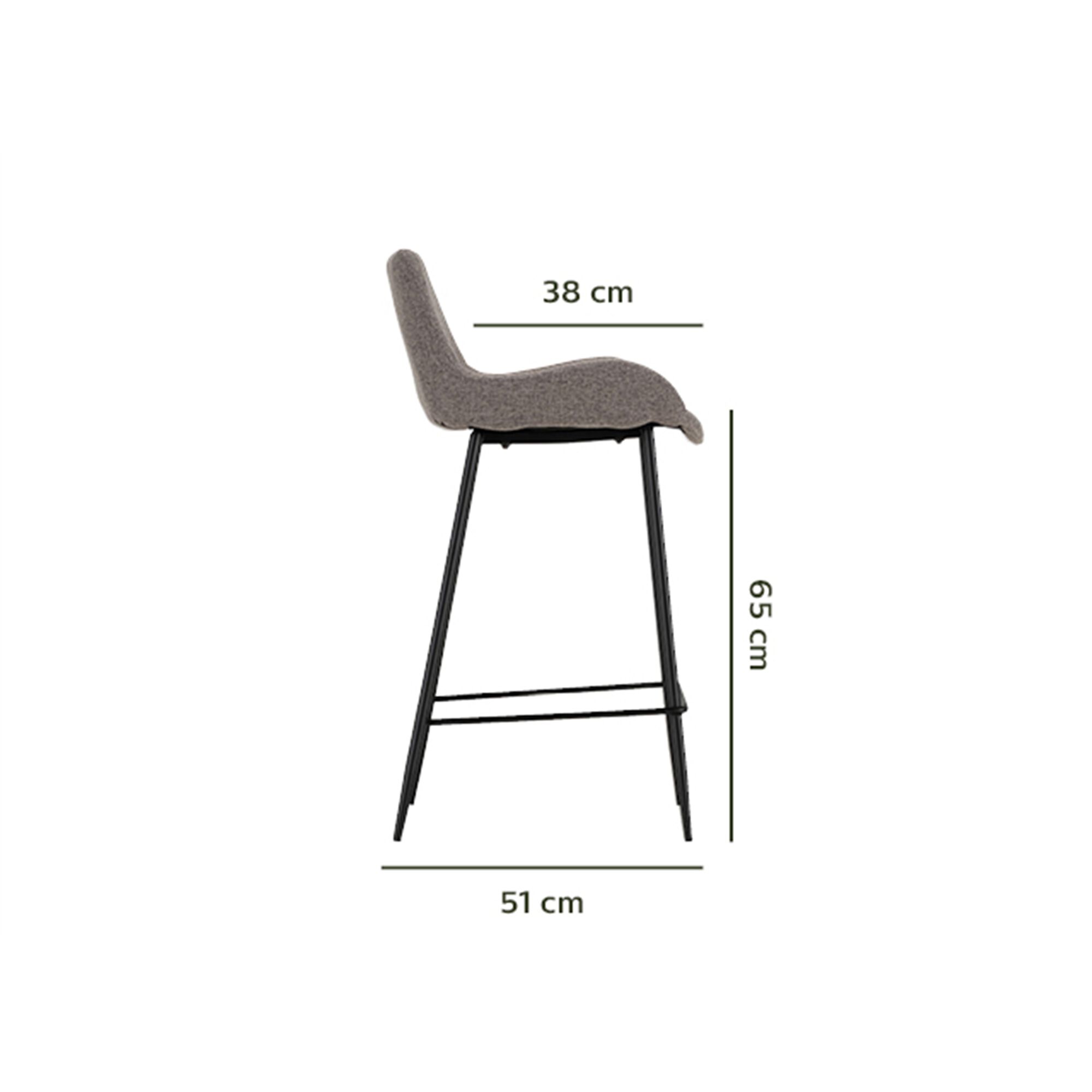 Chaise de bar en tissu gris anthracite H66cm-GEDEON