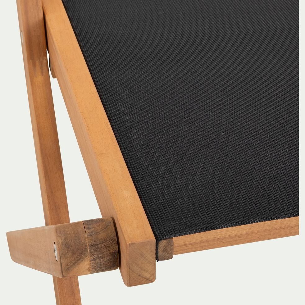 Chaise de jardin pliante en acacia huilé et tissu - noir-LAVISA