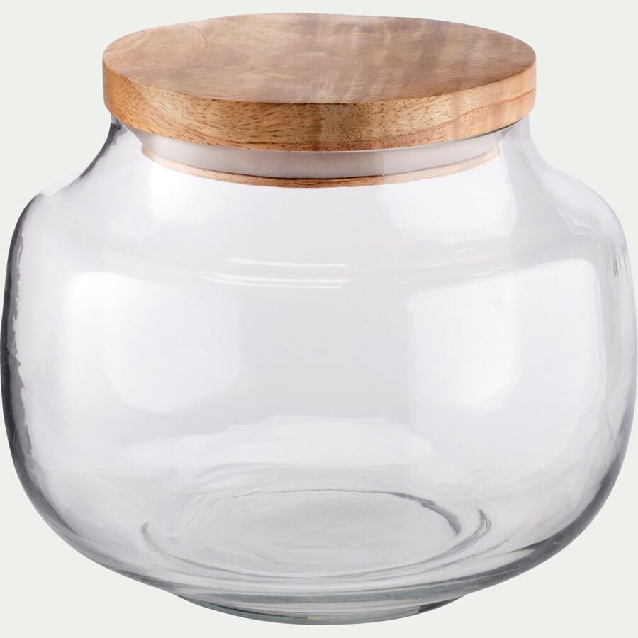 Bocal en verre avec couvercle en manguier 1,25L - transparent-BLOCA