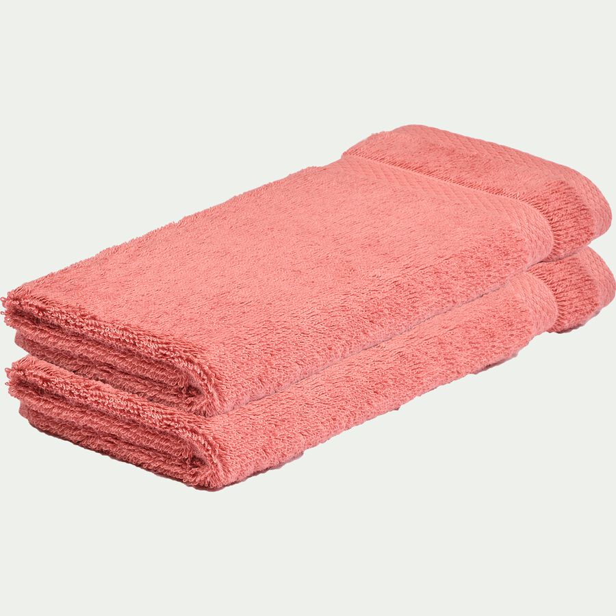 Lot de 2 serviettes invités en coton peigné - rouge ricin 30x50cm-AZUR