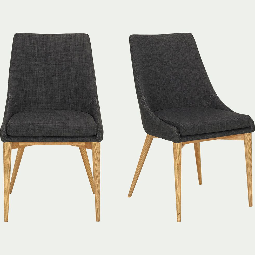 Chaise En Tissu Gris Fonce Pietement Bois Abby Chaise Alinea