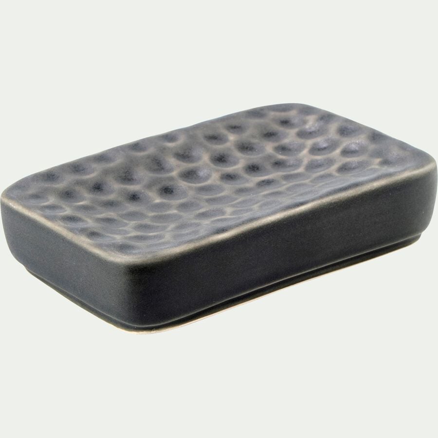 Porte-savon en céramique martelée - gris-NEVA