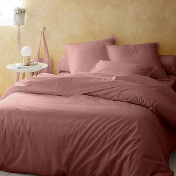 Linge de lit uni en percale de coton - brun rhassoul-FLORE