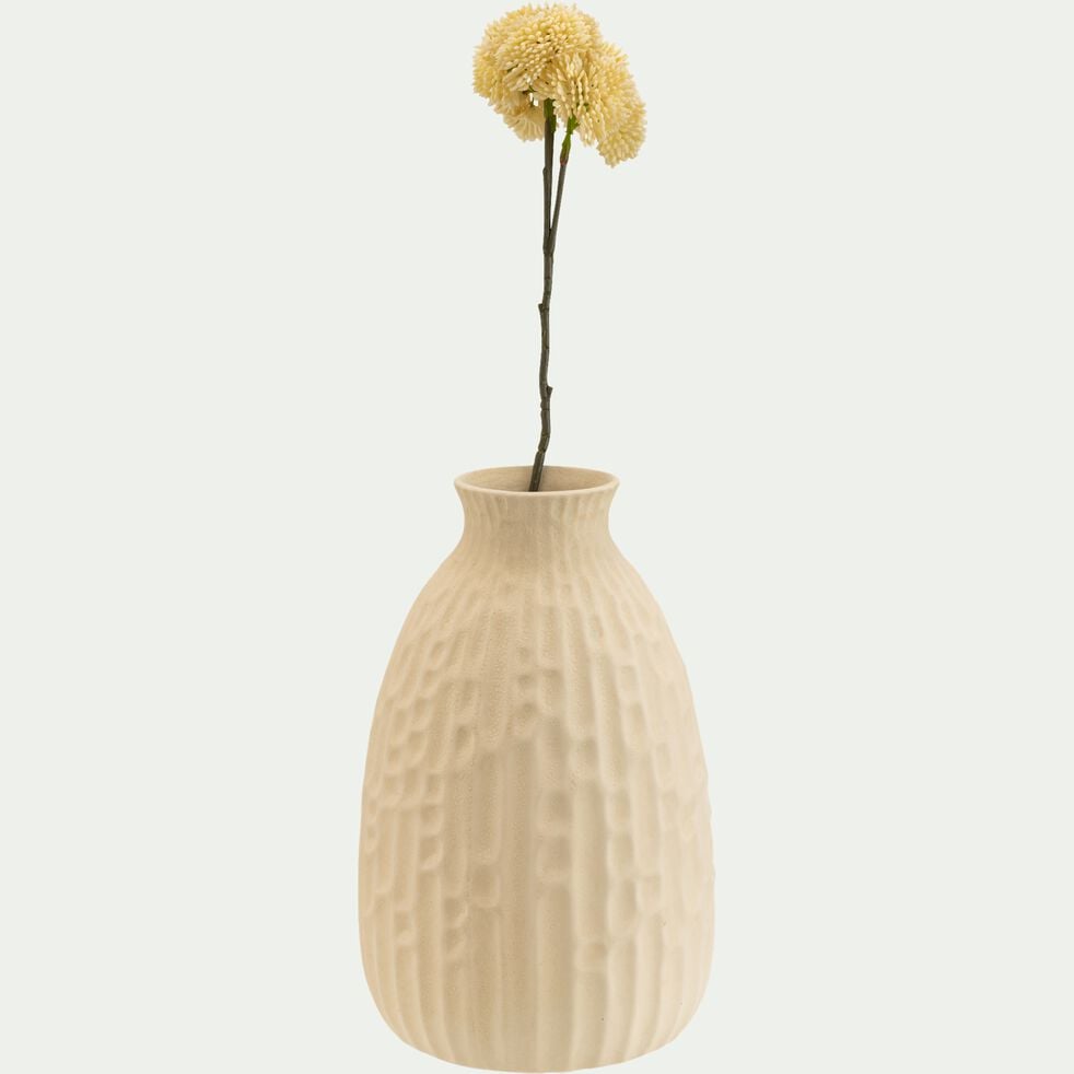 Vase classique en faïence texturée H24cm - blanc-SOMMAREL