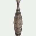 Grand vase en bambou et jonc de mer tressé H84cm - noir-AGANTA