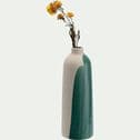 Vase bouteille en faïence à motif abstrait H27cm - vert émeraude-BORMLA