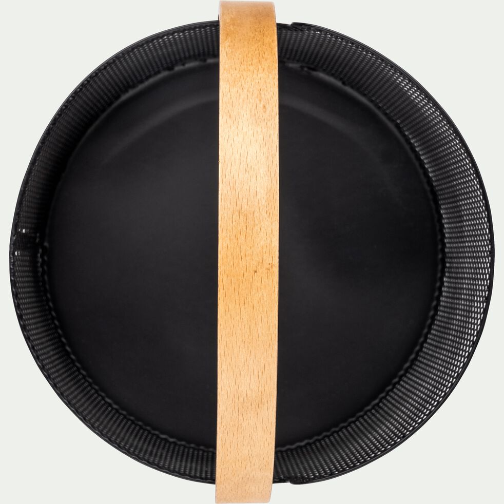 Corbeille à fruits en métal tressé avec poignée en bois D25cm - noir-PAN