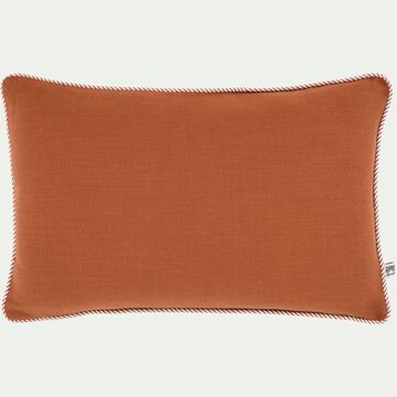 Coussin à passepoil bicolore en coton 30x50cm - brun rustrel-ARLES