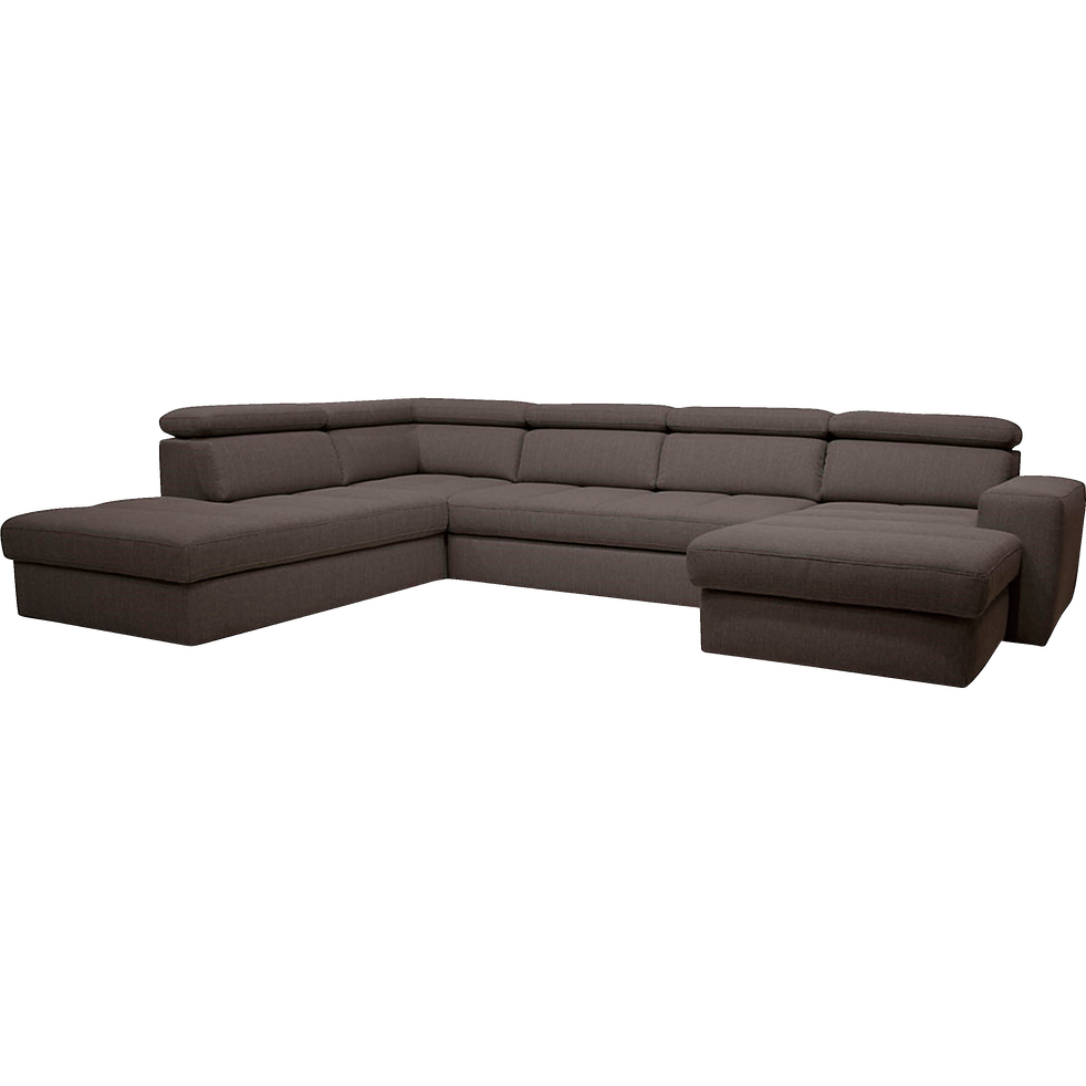 Tonin Canapé Dangle En Forme De U Convertible En Tissu Gris Anthracite Avec Méridienne à Droite