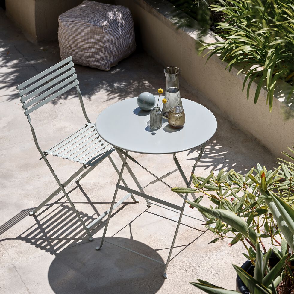 Table de jardin pliante en acier - vert olivier (2 places)-CERVIONE