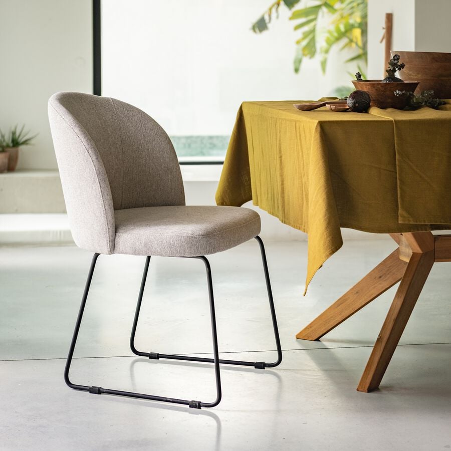 Chaise en tissu avec piètement traineau - gris-ZIVINICE