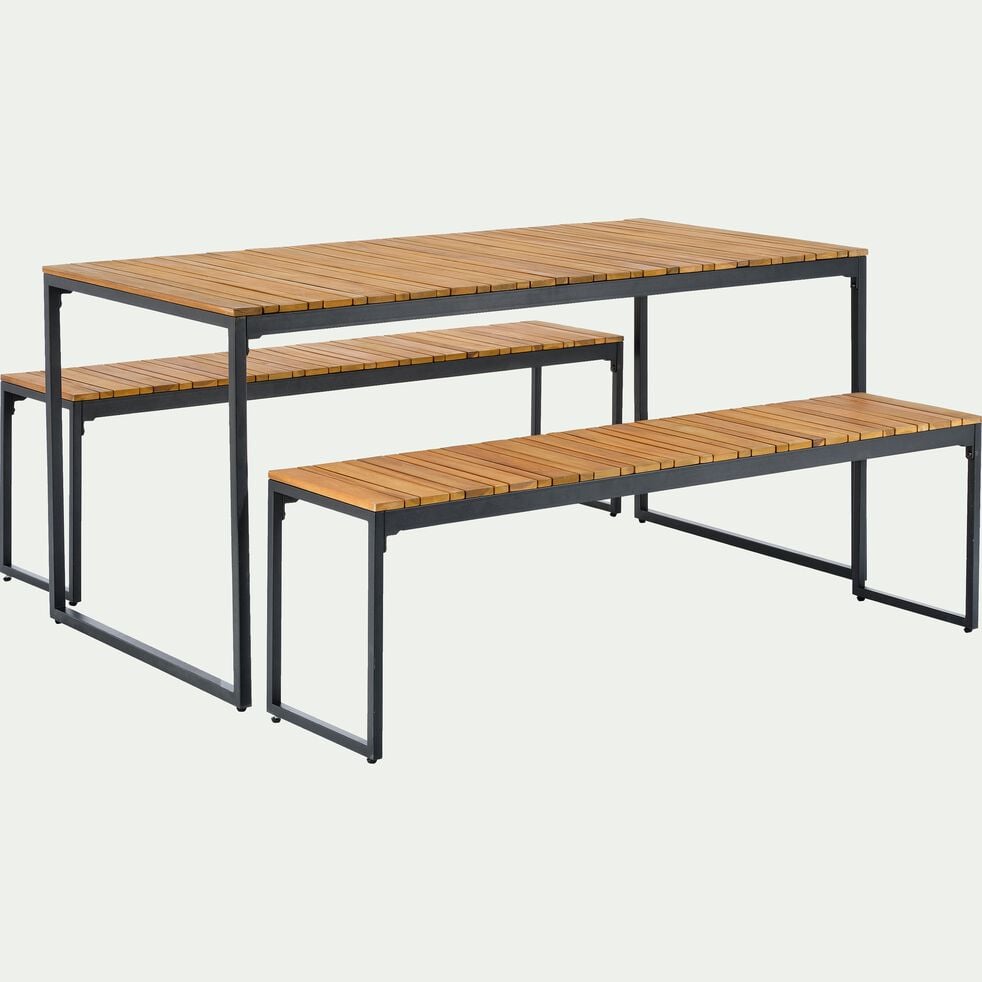 Table Et Bancs De Jardin En Acacia 4 A 6 Places Aca Table De