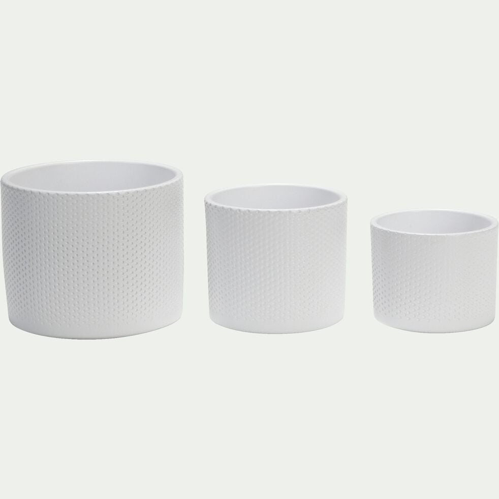 Pot en céramique blanc - H14,5xD17,5cm-ERA